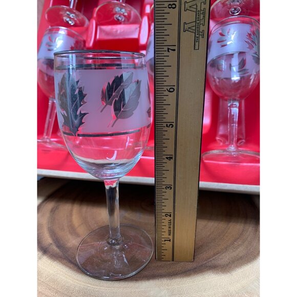 Set of 8 Vintage Libbey Silver Foliage 10 Oz Goblet Wine Glasses In Original Box - Picture 4 of 10